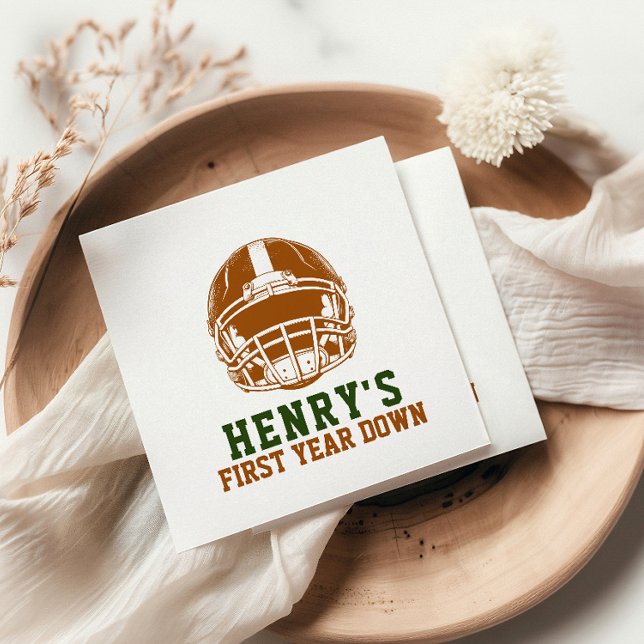 First Year Down | Football 1st Birthday Party Napkins (Creator Uploaded)