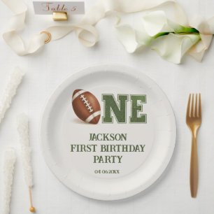 First Year Down Football 1st Birthday Party  Paper Plates