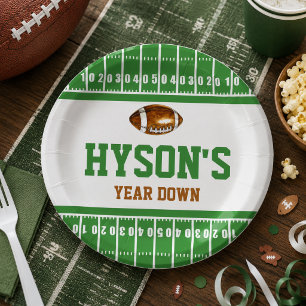 First Year Down Football 1st Birthday Party Paper Plates
