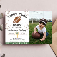 First Year Down Football 1st Birthday Party Photo