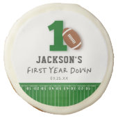 First Year Down Football 1st Birthday Party Sugar Cookie (Front)