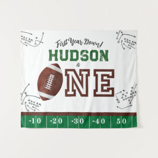 First Year Down Football Birthday Backdrop