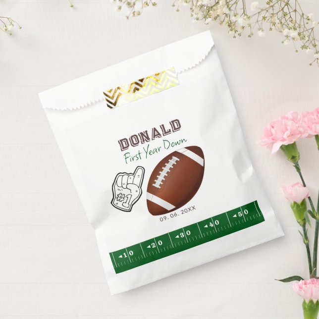 First Year Down Football Birthday  Favor Bag (Sealed)