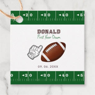 First Year Down Football Birthday Favor Tags