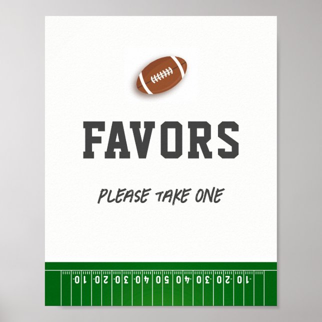 First Year Down Football Birthday Favors Sign (Front)