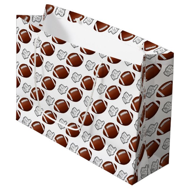 First Year Down Football Birthday  Large Gift Bag (Front Angled)