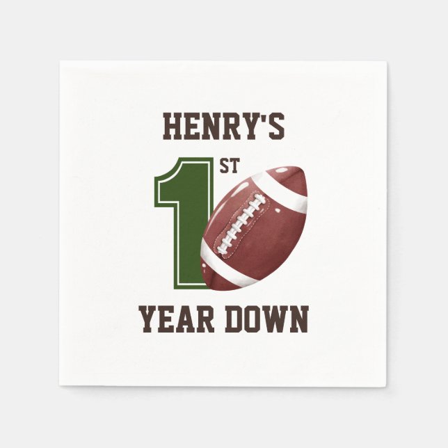 First Year Down | Football Birthday Napkins (Front)