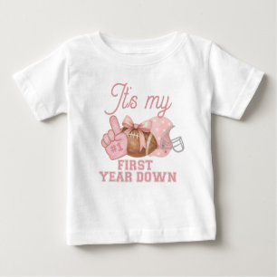 FIRST year down, Football Birthday, ONE Baby T-Shirt