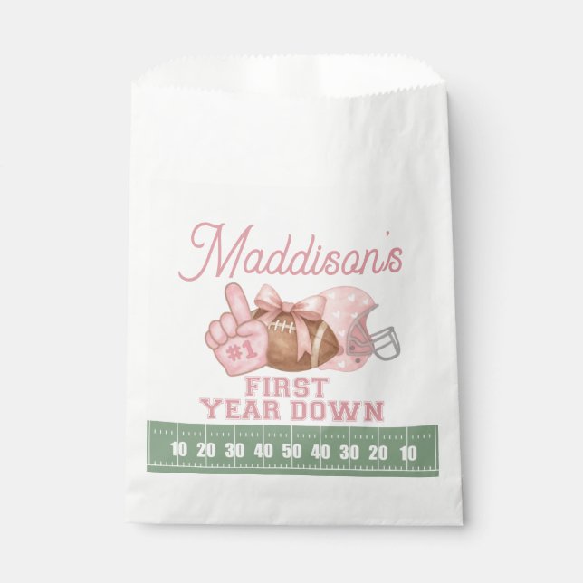 FIRST year down, Football Birthday, ONE  Favor Bag (Front)