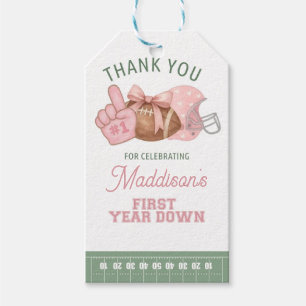 FIRST year down, Football Birthday, ONE Gift Tags