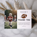 First Year Down Football Birthday Party Thank You Card<br><div class="desc">First Year Down Football Birthday Party Thank You Card Kick off your little rookie's first birthday in style with this First Year Down 1st Birthday Party Invitation! Celebrate his standout status as the 'Rookie of the Year' with this sporty, football-themed invite. Adorned with vibrant green and brown hues reminiscent of...</div>
