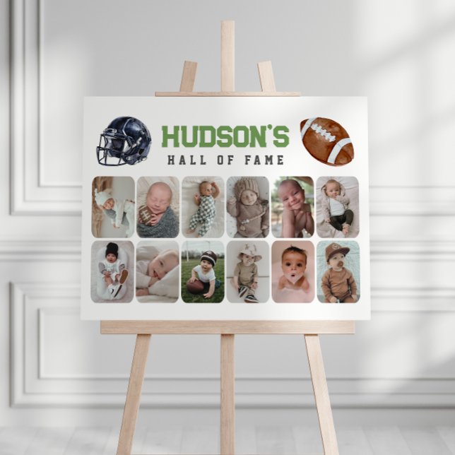 First Year Down Football Birthday Photo Collage Foam Board (Creator Uploaded)