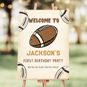 First Year Down Football Birthday Welcome Foam Board