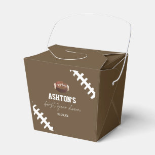 First Year Down Football Brown 1st Birthday Party Favor Boxes