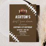 First Year Down Football Brown 1st Birthday Party Invitation<br><div class="desc">This is a First Year Down Football Brown 1st Birthday Party Invitation!</div>