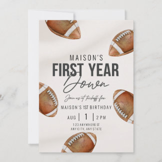 First Year Down | Football First Birthday Invite