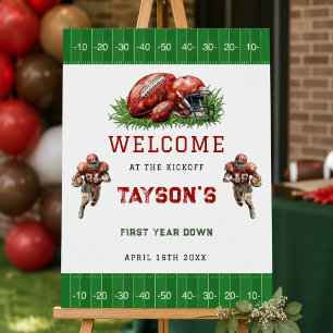 First Year Down Football photo 1st Birthday Party Foam Board