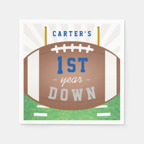 First Year Down Football Theme 1st Birthday Party Napkins