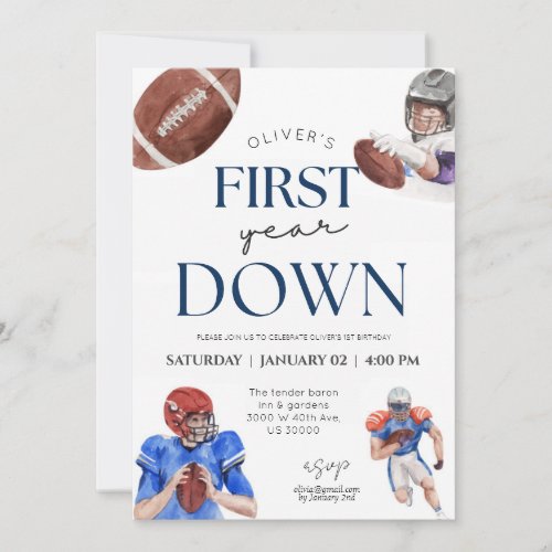First year down football theme first boy birthday