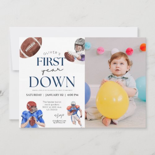 First year down football theme photo 1st birthday