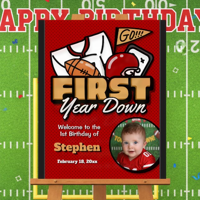 First Year Down - Football with Photo Welcome Sign (First Year Down - Football with Photo Picture Welcome Sign)