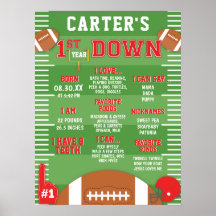 First Year Down Red Football 1st Birthday Foam 