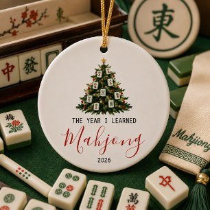First year i learned mahjong christmas ceramic ornament