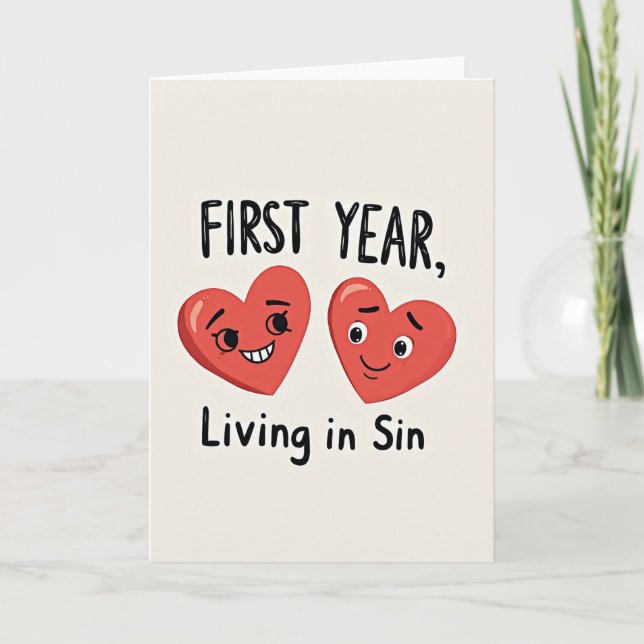 First Year Living In Sin Funny Card (Front)