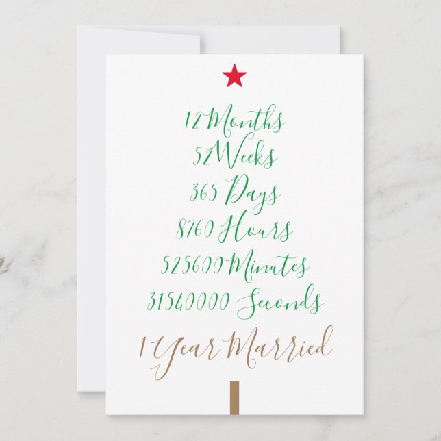 First year Married Anniversary Holiday Card (Front)