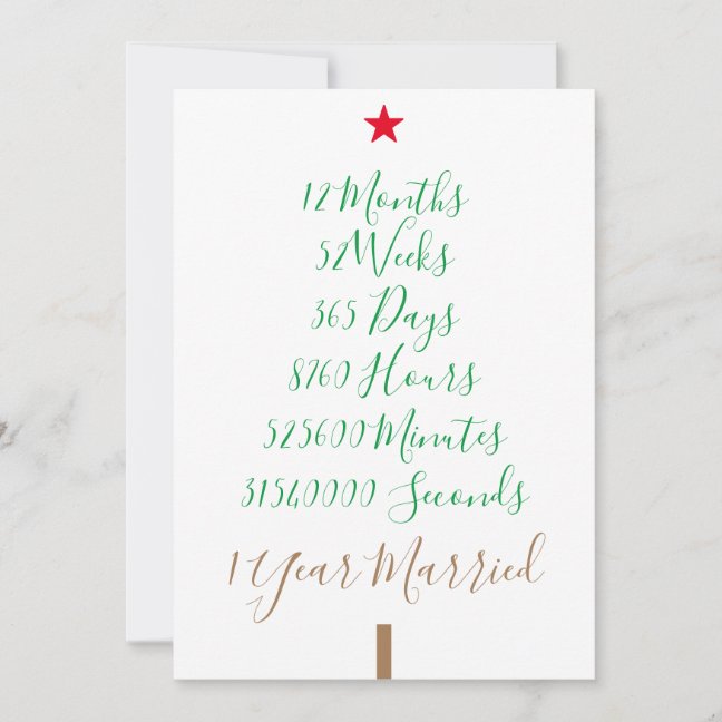 First year Married Anniversary Holiday Card