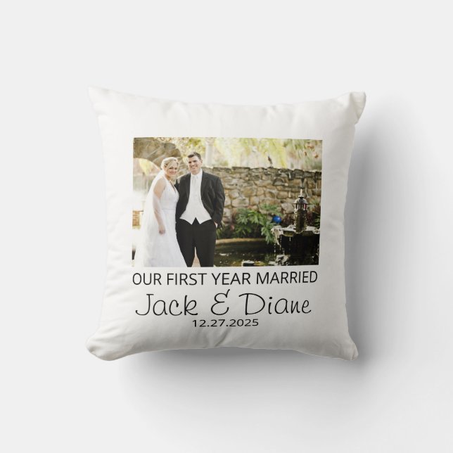 First year Married pillow - Married Photo custom  (Front)