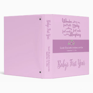 First Year Memory Book for Baby Girl 3 Ring Binder