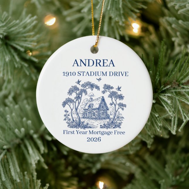 First Year Mortgage Free Custom Name Address Ceramic Ornament (Tree)