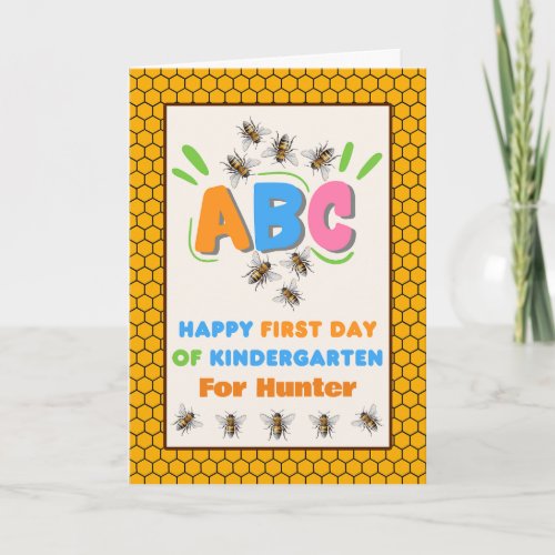 First Year of Kindergarten with Bees Add Name Card