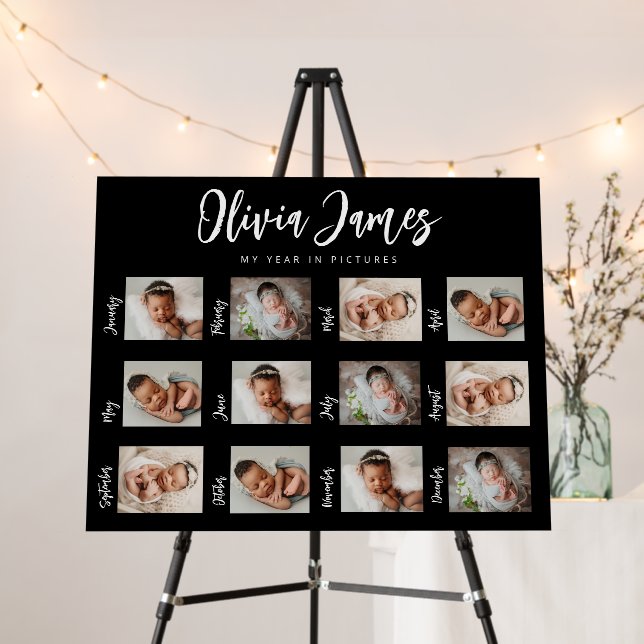 First year photo 1st birthday milestone foam board (In Situ (Stand))