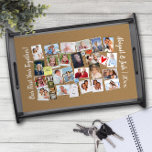 First Year Together Photo Memories Faux Cork Board Serving Tray at Zazzle