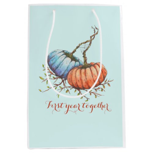 First year together Two watercolor pumpkins Medium Gift Bag