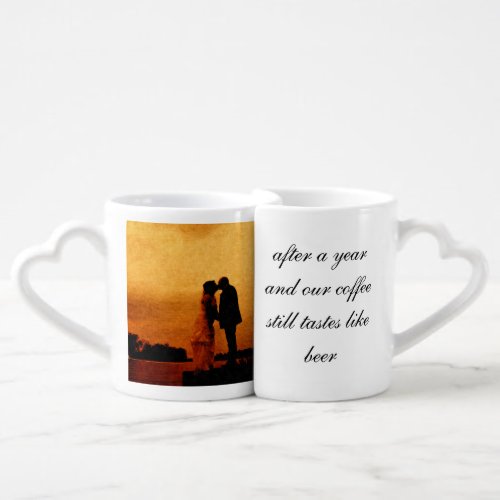 First year wedding anniversary keepsake coffee mug set