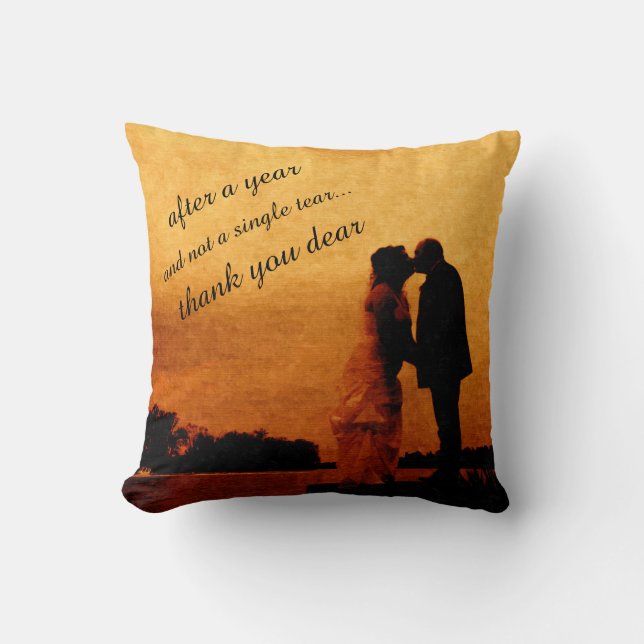 First year wedding anniversary keepsake throw pillow (Front)