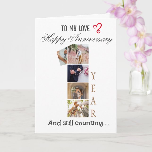 First Year Wedding Anniversary Photo Card (Orchid)