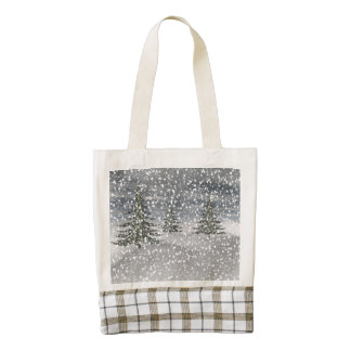 firtree and snow zazzle HEART tote bag