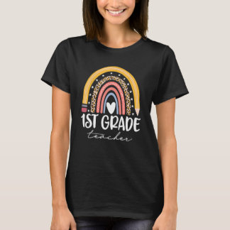 Firts Grade Teacher Boho Rainbow 1st Grade Teacher T-Shirt