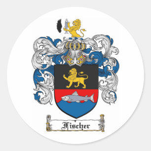 FISCHER FAMILY CREST - FISCHER COAT OF ARMS CLASSIC ROUND STICKER