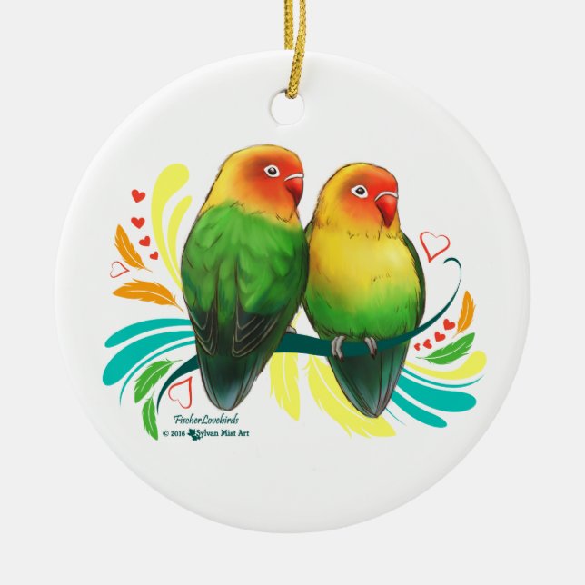 Fischer Lovebirds Ceramic Ornament (Front)