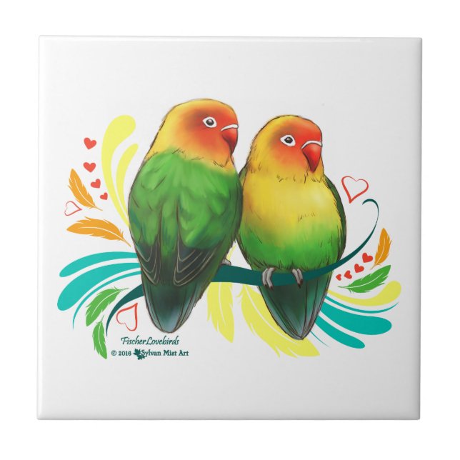 Fischer Lovebirds Ceramic Tile (Front)