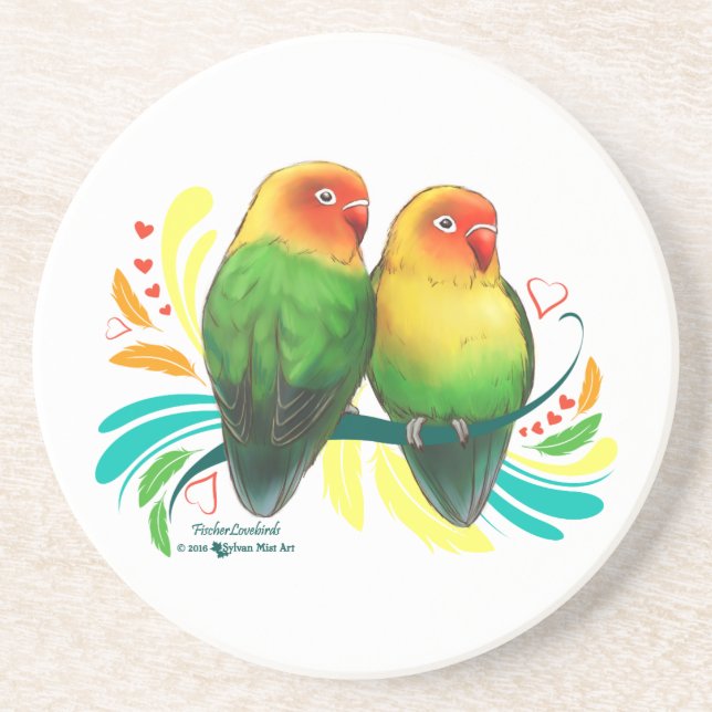 Fischer Lovebirds Drink Coaster (Front)
