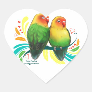 Fischer Lovebirds Heart Sticker