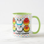 Cute Fischer lovebirds cartoon ringer mug