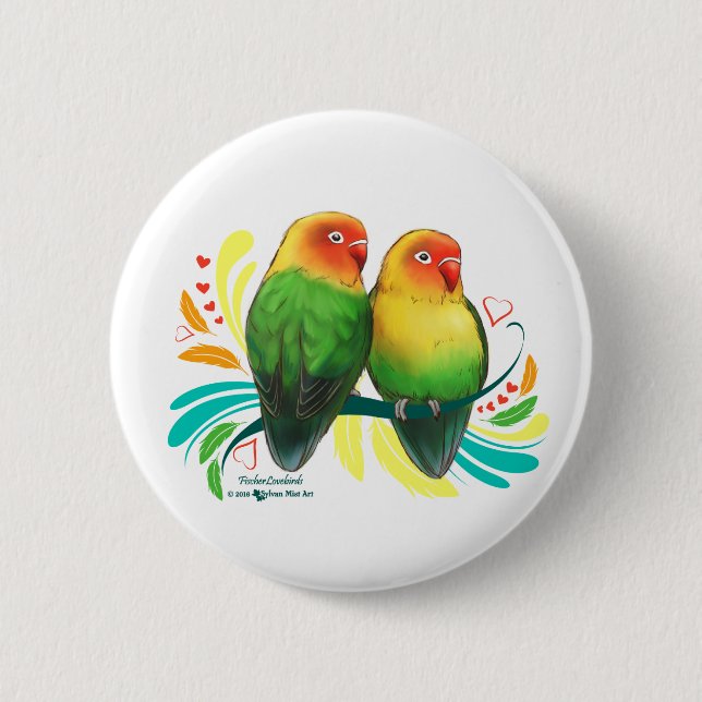 Fischer Lovebirds Pinback Button (Front)