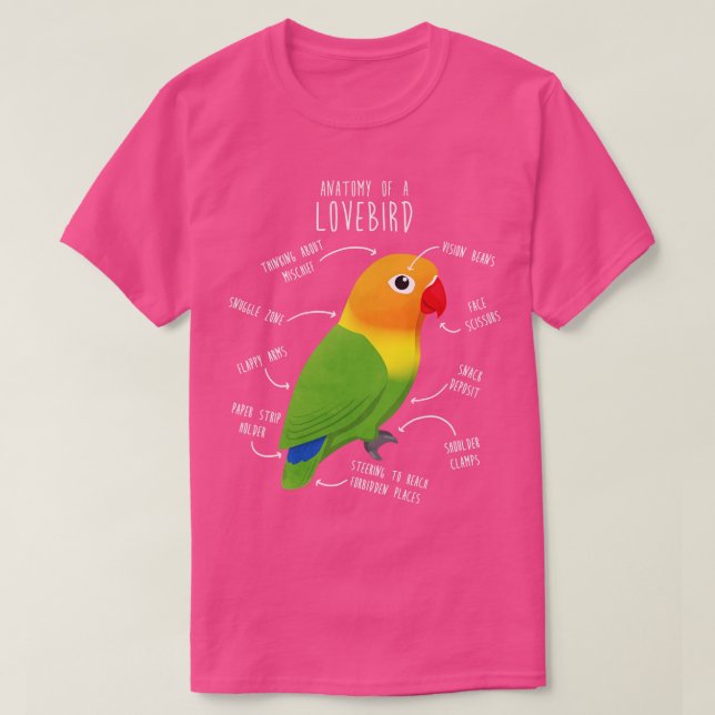 Fischers Lovebird Parrot Anatomy T-Shirt (Design Front)